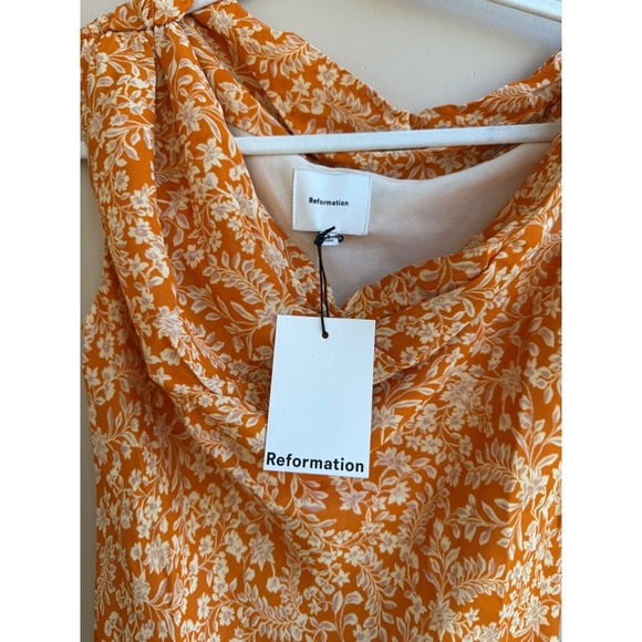 Reformation Kristine Dress – Adelina Floral – Orange – Size 8 – NWT – Off Should - Picture 6 of 7